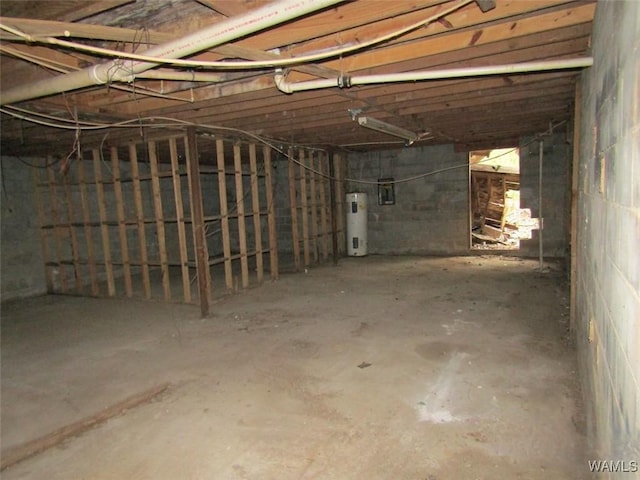 basement with electric water heater