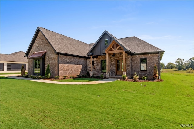 view of front of property with a front lawn