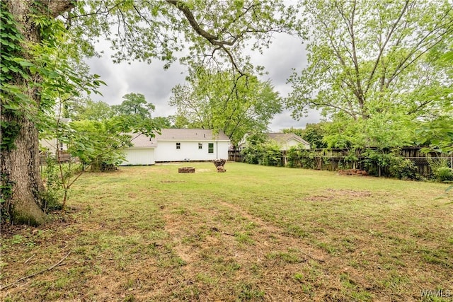 view of yard featuring a fenced backyard