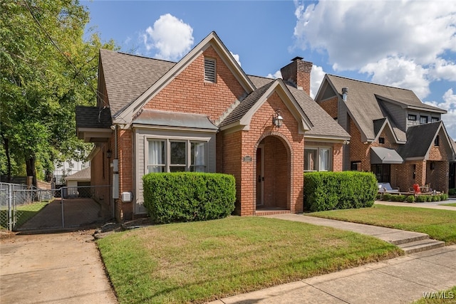 view of front of house featuring a front lawn