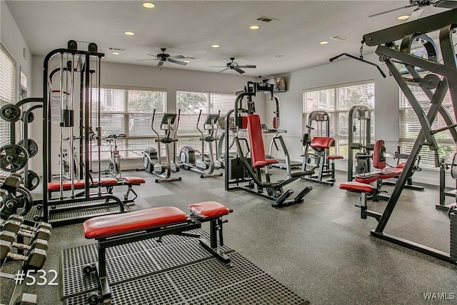 600 13th St E Unit 532, Tuscaloosa, AL 35401 - exercise room with recessed lighting and a ceiling fan