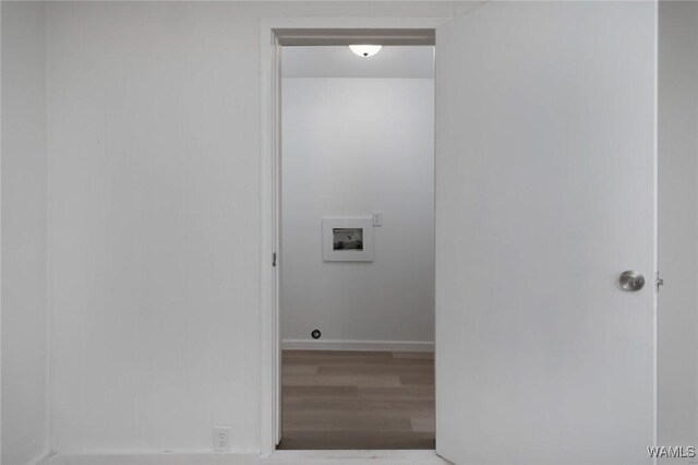 4205 Cloverdale Est, Northport, AL 35473 - washroom with washer hookup, wood finished floors, and baseboards