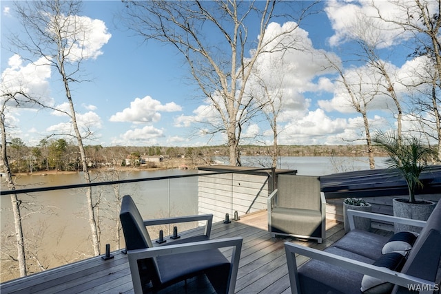 deck with a water view