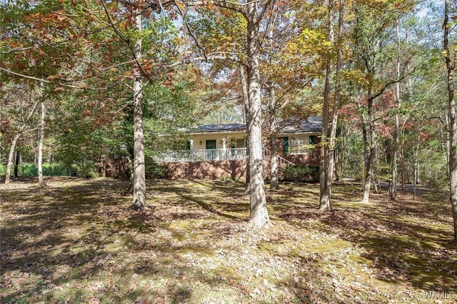 view of yard with covered porch