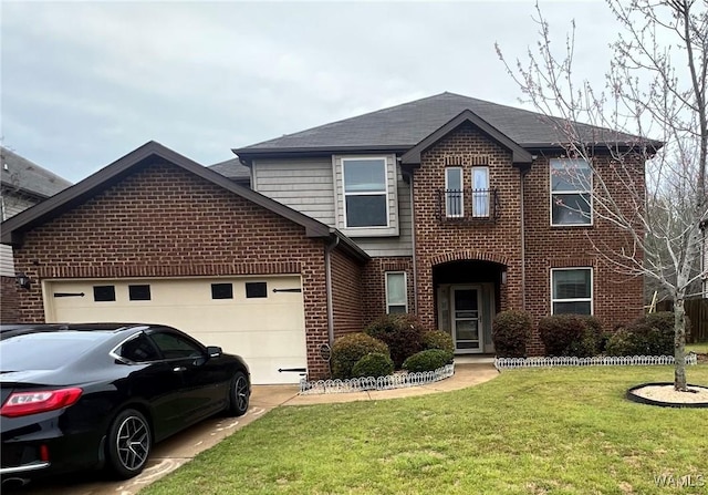 11627 Andrew Way, Tuscaloosa, AL 35405 - traditional-style home with an attached garage, brick siding, a front yard, and concrete driveway