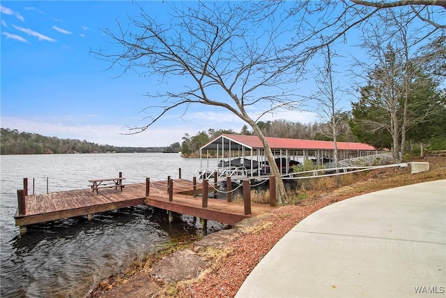 dock area featuring a water view