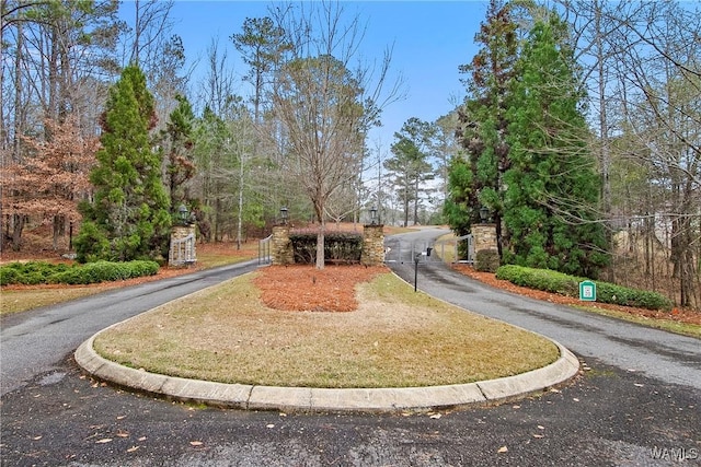 view of property's community with aphalt driveway