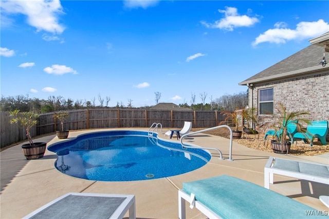 view of swimming pool with a patio area