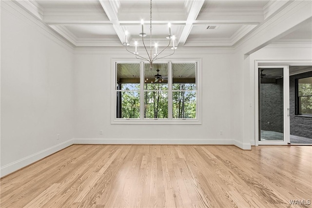 13952 Watercolor Pointe, Northport, AL 35475 - unfurnished dining area with baseboards, coffered ceiling, and a notable chandelier