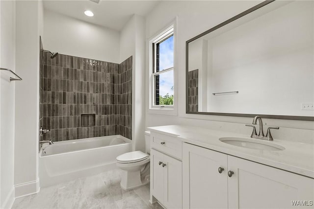13952 Watercolor Pointe, Northport, AL 35475 - bathroom featuring toilet, recessed lighting, shower / tub combination, and vanity