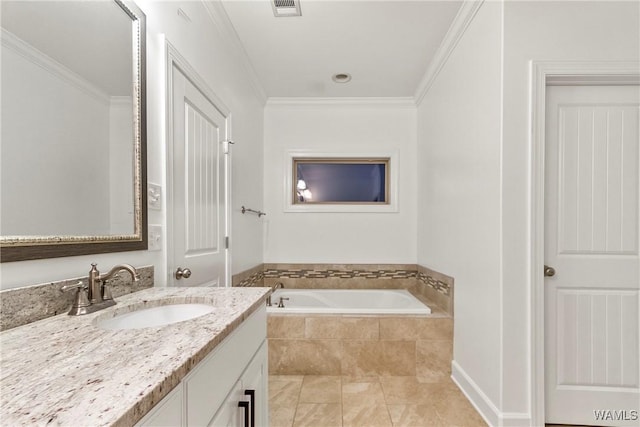 13862 Willow View Ln, Northport, AL 35475 - full bath with a bath, vanity, ornamental molding, and tile patterned floors