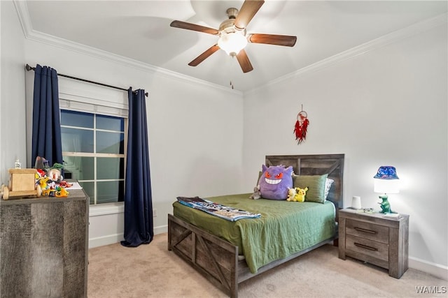 13862 Willow View Ln, Northport, AL 35475 - carpeted bedroom featuring crown molding and a ceiling fan