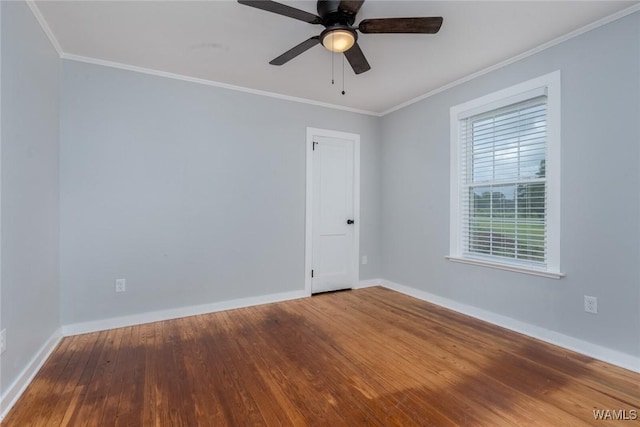 11376 Kings Loop Rd, Tuscaloosa, AL 35405 - unfurnished room with ornamental molding, a ceiling fan, and wood finished floors