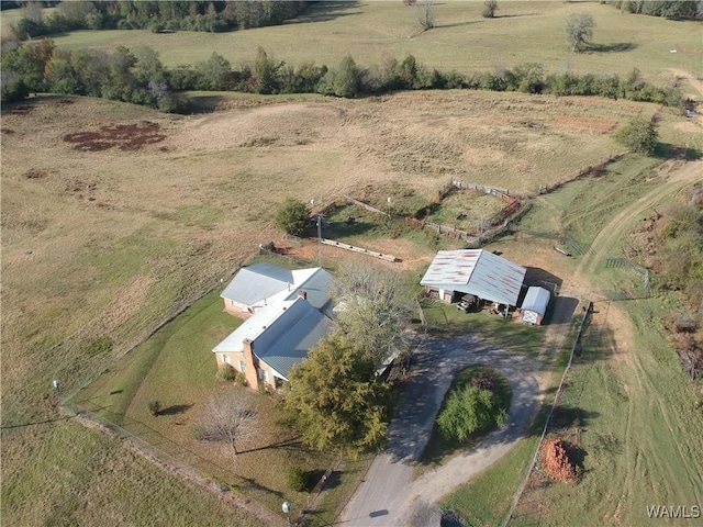 drone / aerial view featuring a rural view