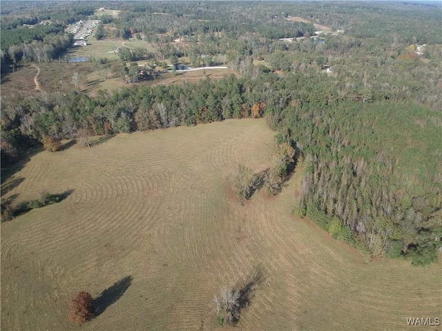 birds eye view of property with a view of trees