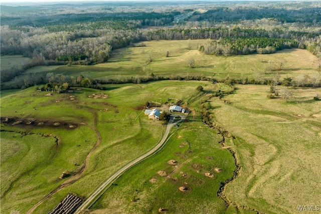 drone / aerial view with a rural view