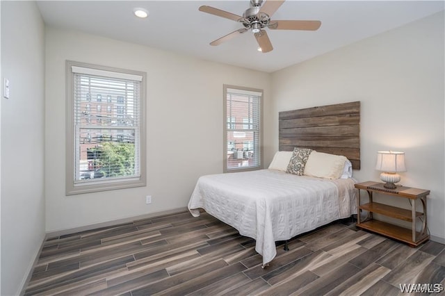 702 Gene Stallings Ave, Tuscaloosa, AL 35401 - bedroom with recessed lighting, a ceiling fan, baseboards, and wood tiled floor