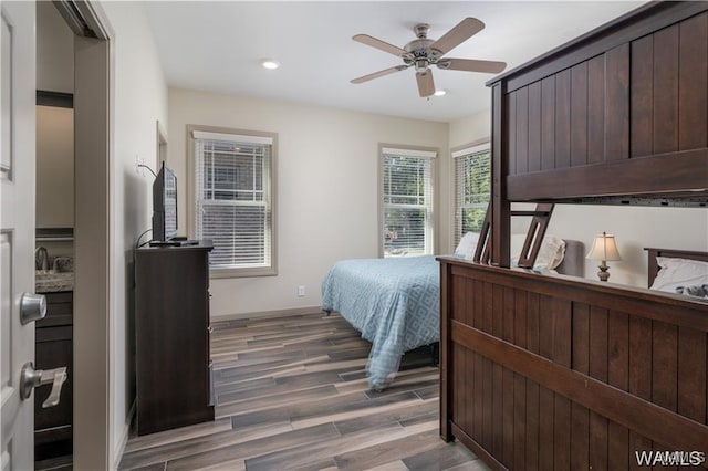 702 Gene Stallings Ave, Tuscaloosa, AL 35401 - bedroom featuring recessed lighting, light wood-style flooring, and a ceiling fan