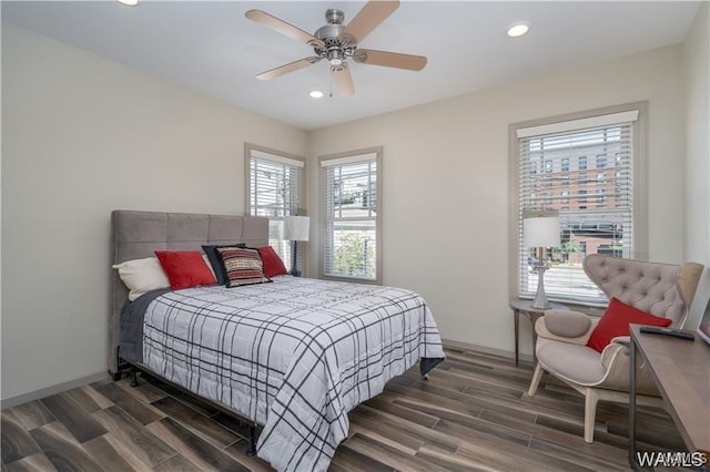 702 Gene Stallings Ave, Tuscaloosa, AL 35401 - bedroom featuring recessed lighting, wood finished floors, baseboards, and ceiling fan