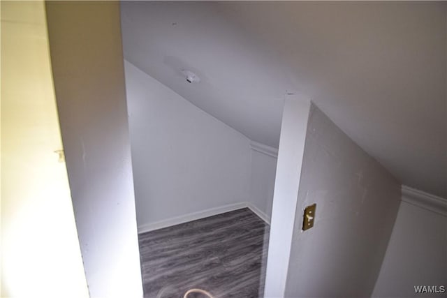 bonus room featuring vaulted ceiling and dark hardwood / wood-style floors