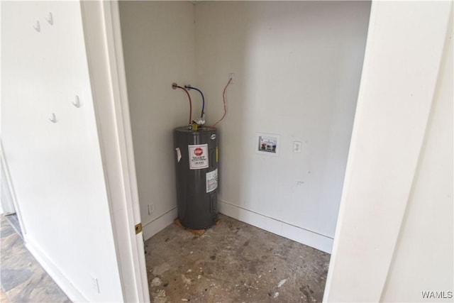 utility room with electric water heater