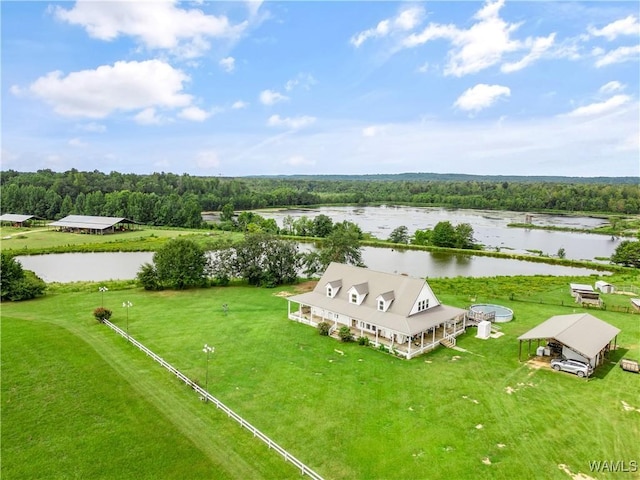 bird's eye view featuring a water view