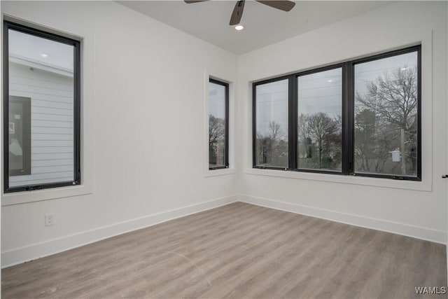 spare room featuring ceiling fan and wood-type flooring