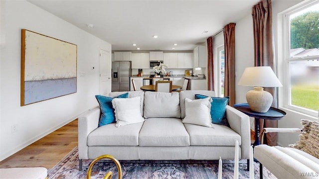 living room with wood-type flooring