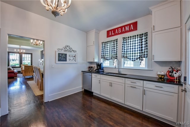 kitchen with white cabinetry, sink, and dishwasher