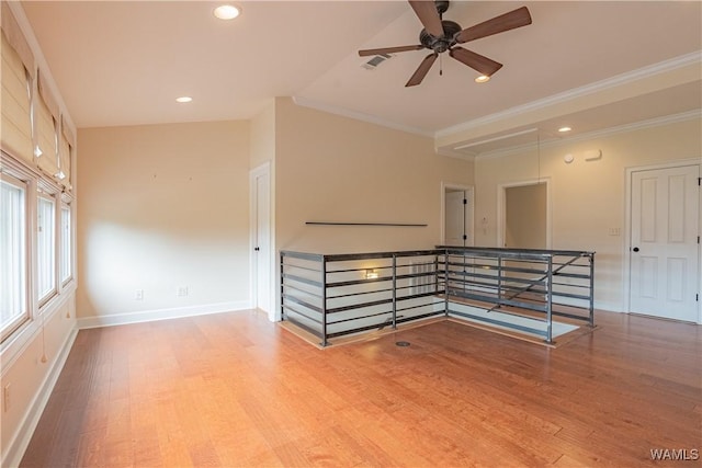 890 Founders St, Tuscaloosa, AL 35406 - spare room featuring wood finished floors, ornamental molding, ceiling fan, and recessed lighting