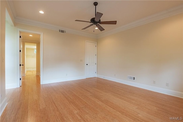 890 Founders St, Tuscaloosa, AL 35406 - unfurnished room featuring light wood-style flooring, a ceiling fan, ornamental molding, and recessed lighting