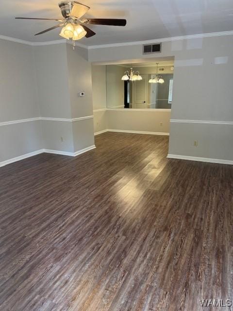 1813 Hackberry Ln Unit 10, Tuscaloosa, AL 35401 - empty room featuring ceiling fan, crown molding, and dark wood-type flooring
