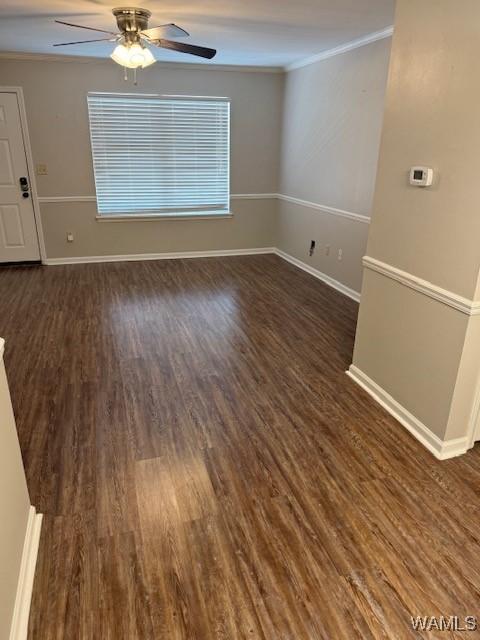 1813 Hackberry Ln Unit 10, Tuscaloosa, AL 35401 - unfurnished room featuring ceiling fan, wood finished floors, and crown molding