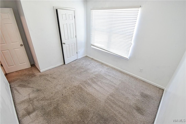 unfurnished bedroom featuring carpet and a closet