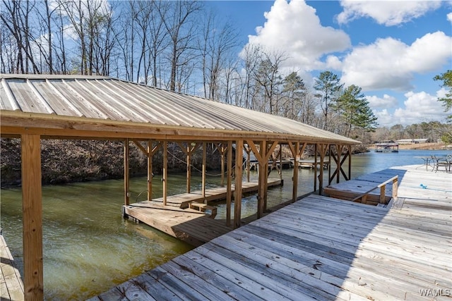 view of dock featuring a water view