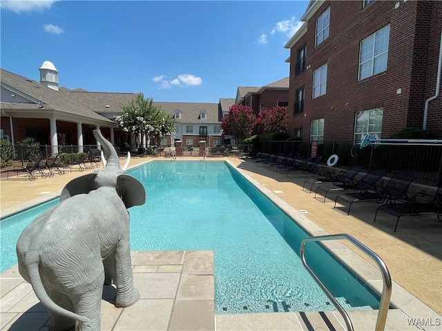 view of swimming pool with a patio area