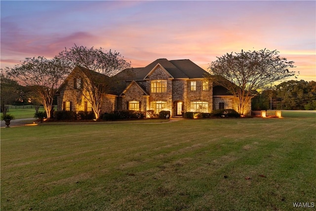 3610 Harbor Ridge Way, Tuscaloosa, AL 35406 - view of front facade featuring stone siding and a lawn