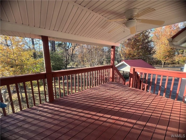 deck featuring ceiling fan