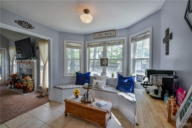 view of tiled living room