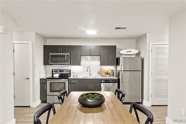 680 6th Ave NE Unit 3205, Tuscaloosa, AL 35404 - kitchen featuring light countertops, a sink, appliances with stainless steel finishes, light wood-style flooring, and visible vents