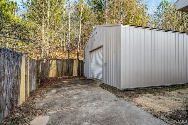 view of outdoor structure featuring a garage