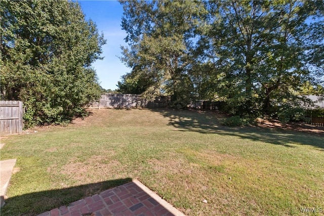 view of yard featuring a fenced backyard