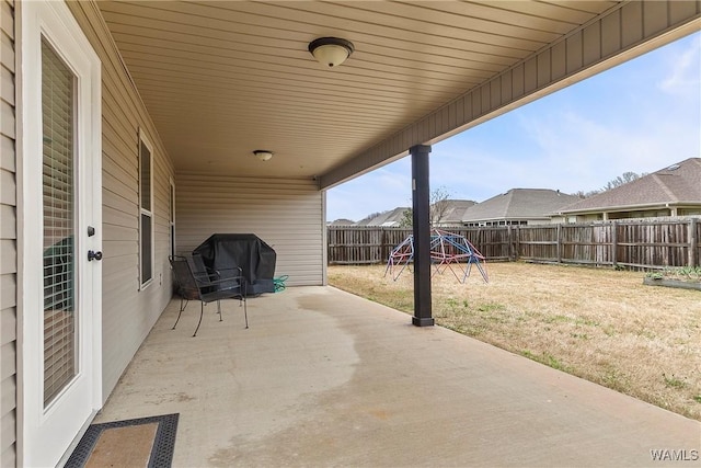 view of patio with a fenced backyard