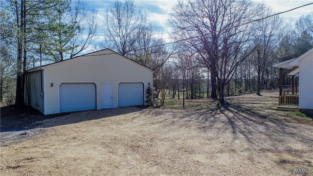 view of detached garage