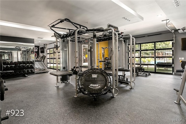 workout area with visible vents