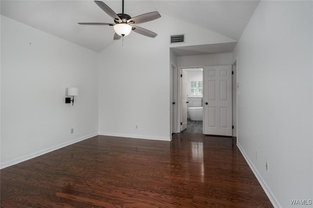 4410 Nicholas Ave, Northport, AL 35473 - unfurnished room with ceiling fan, wood finished floors, and high vaulted ceiling