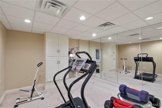 6821 Jade Pt, Tuscaloosa, AL 35406 - workout area featuring light carpet, recessed lighting, and a drop ceiling