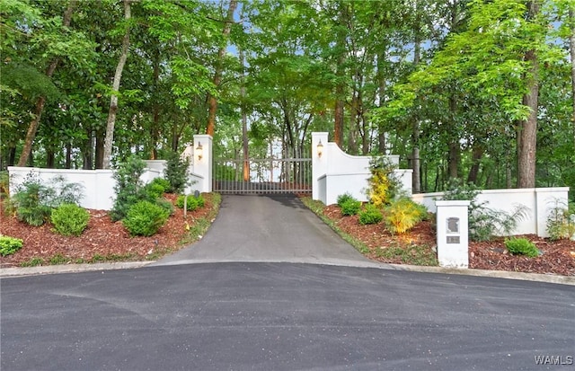 6821 Jade Pt, Tuscaloosa, AL 35406 - gate with a fenced front yard and view of scattered trees