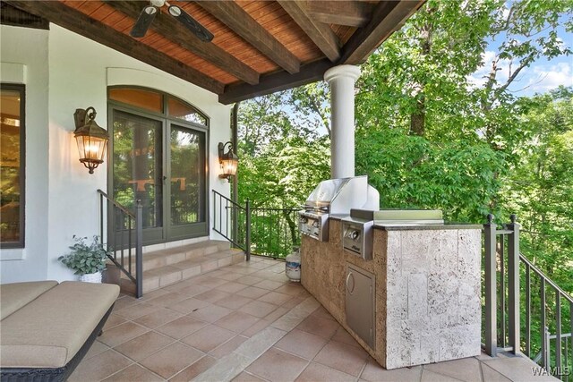 6821 Jade Pt, Tuscaloosa, AL 35406 - view of patio with area for grilling, ceiling fan, and entry steps