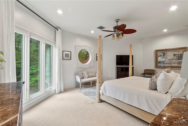 6821 Jade Pt, Tuscaloosa, AL 35406 - bedroom with multiple windows, carpet flooring, recessed lighting, and a ceiling fan
